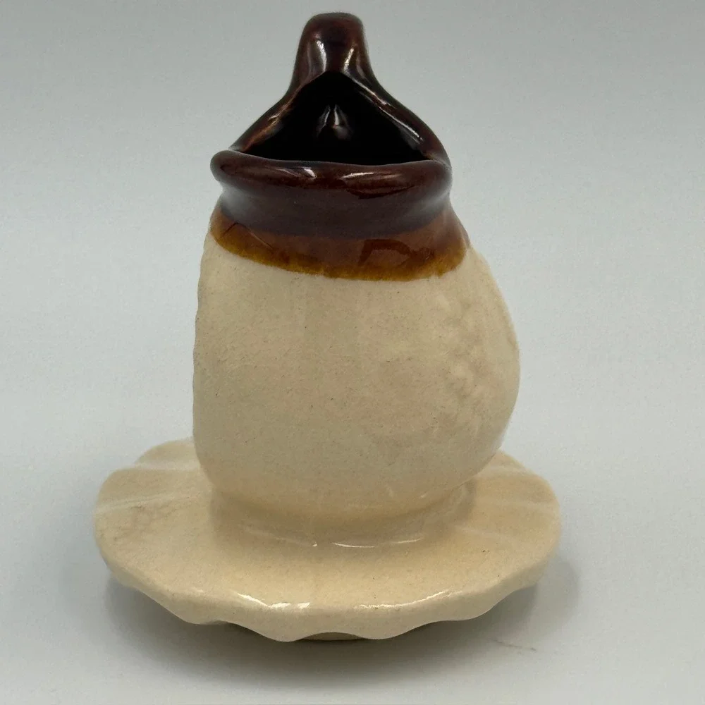 Vintage Amish Country Miniature Ceramic Pitcher Horse Buggy Souvenir Cream Brown